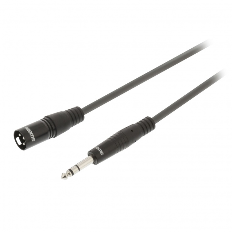 Imagine Cablu audio jack stereo 6.35mm la XLR 3 pini T-T 10m Gri, Sweex SWOP15100E100