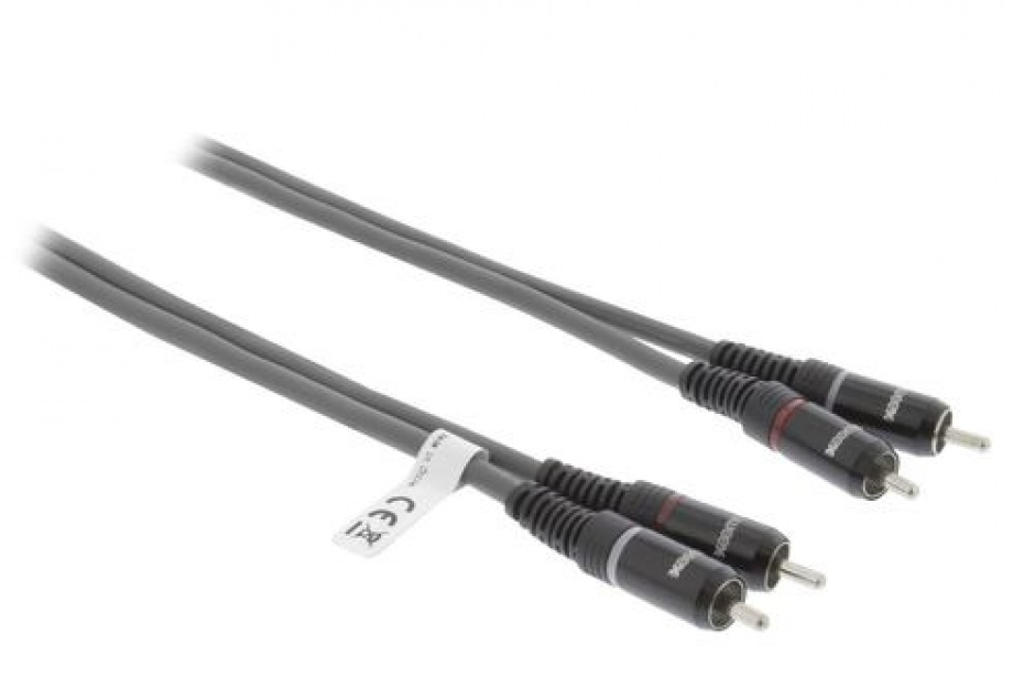 Imagine Cablu audio 2 x RCA la 2 x RCA T-T 5m Gri, Sweex SWOP24200E50
