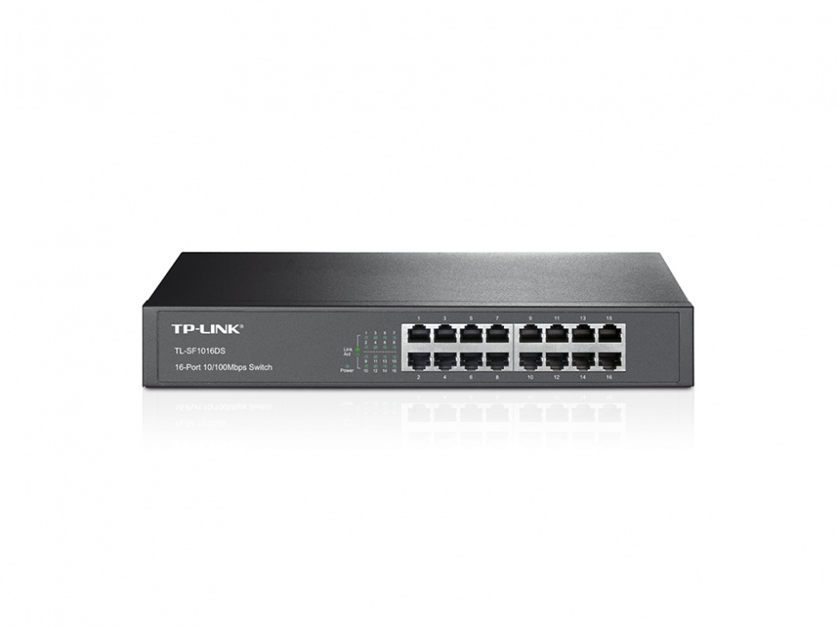 Imagine Switch 16 porturi 10/100Mbps, montabil in Rack, TP-LINK TL-SF1016DS