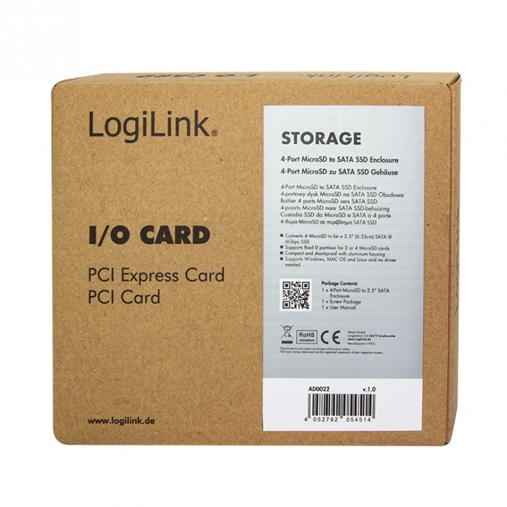 Imagine Rack extern 2.5" pentru 4 x micro SD, Logilink AD0022