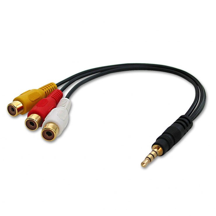 Imagine Cablu adaptor jack 3.5mm 4 pini la 3 x RCA M-T AV, Stereo & Composite Video, Lindy L35539