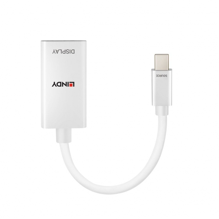 Imagine Adaptor Mini DisplayPort v1.2 la HDMI 18G cu HDR Activ T-M Alb, Lindy L41063-1