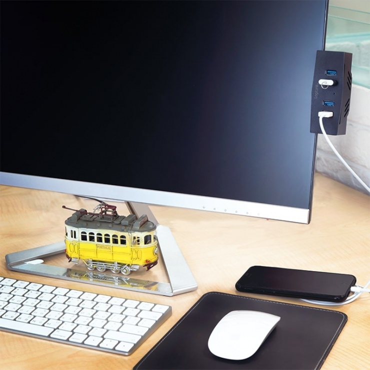 Imagine HUB USB 3.0 cu 4 porturi carcasa metalica Negru, Logilink UA0348