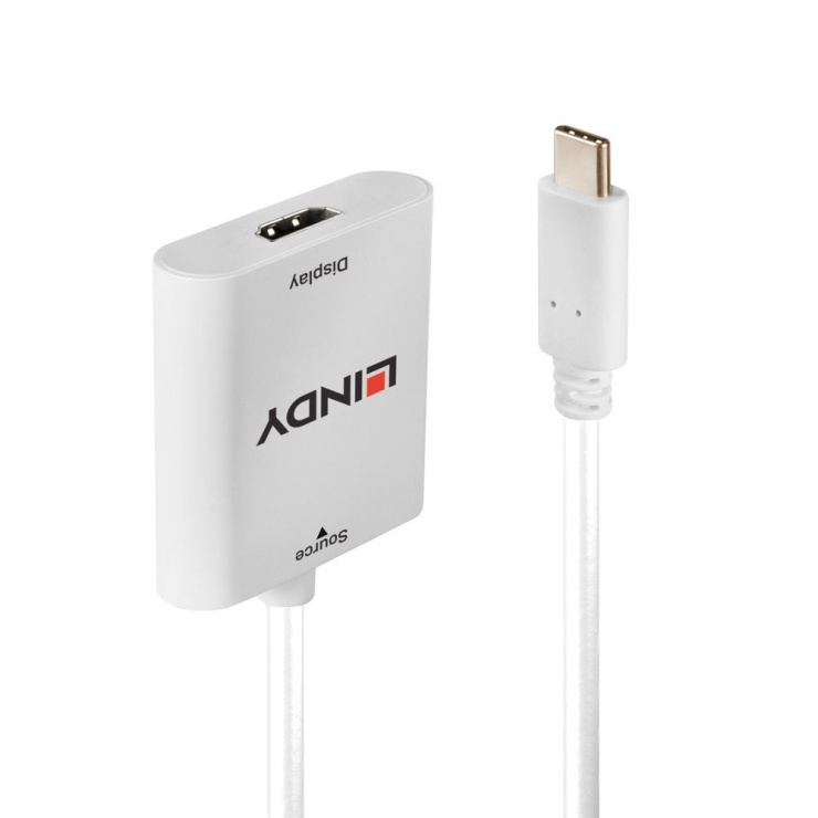 Imagine Adaptor USB-C la HDMI cu HDR 4K@60Hz T-M Alb, Lindy L43276