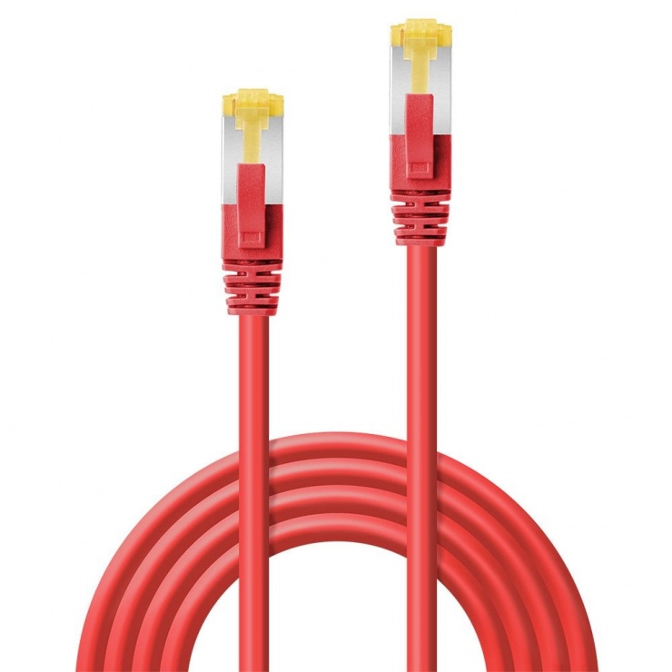 Imagine Cablu de retea S/FTP cat 7 LSOH cu mufe RJ45 Rosu 0.3m, Lindy L47290