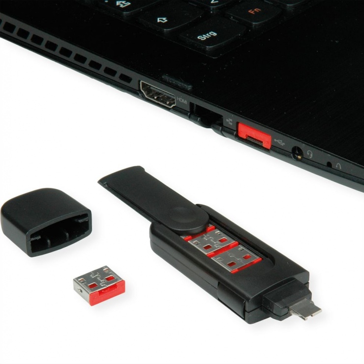 Imagine Cheie pentru securizarea portului USB + 4 blocatoare, Roline 11.02.8330