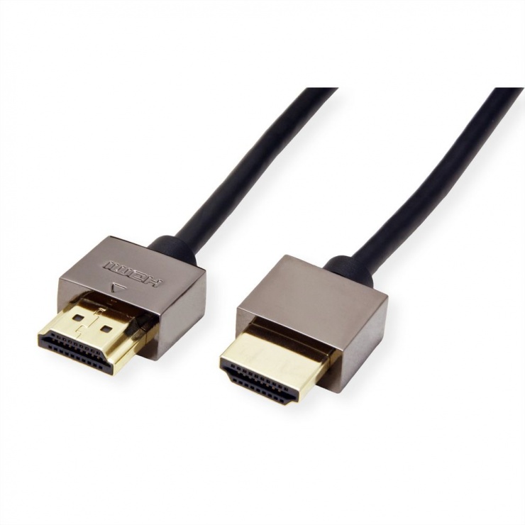Imagine Cablu HDMI v1.4 Slim High Speed + Ethernet T-T 3m Negru, Roline 11.04.5593