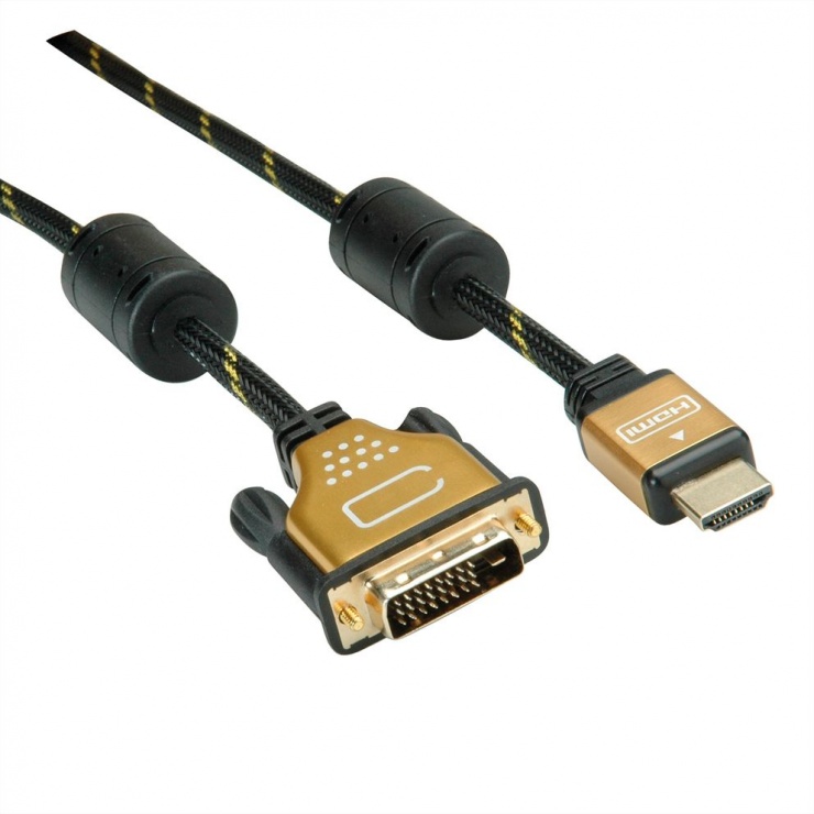 Imagine Cablu HDMI la DVI-D Dual Link 24+1 pini T-T GOLD 10m, Roline 11.04.5895