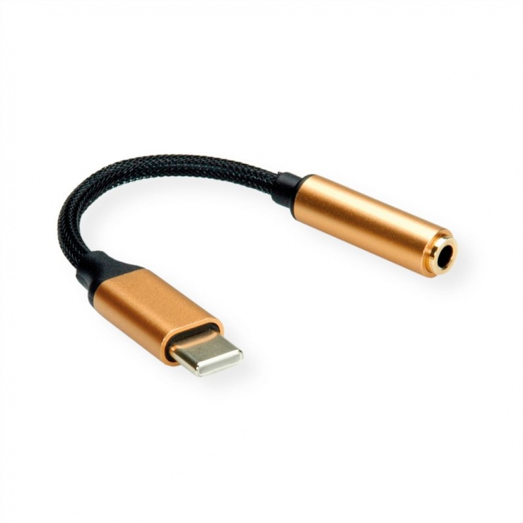 Imagine Adaptor audio GOLD USB-C la jack stereo 3.5mm T-M 0.13m, Roline 12.03.3223