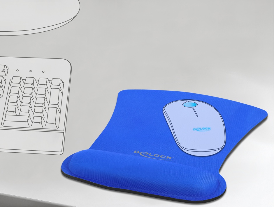 Imagine Mouse pad ergonomic cu suport pentru incheietura mainii Bleu, Delock 12699
