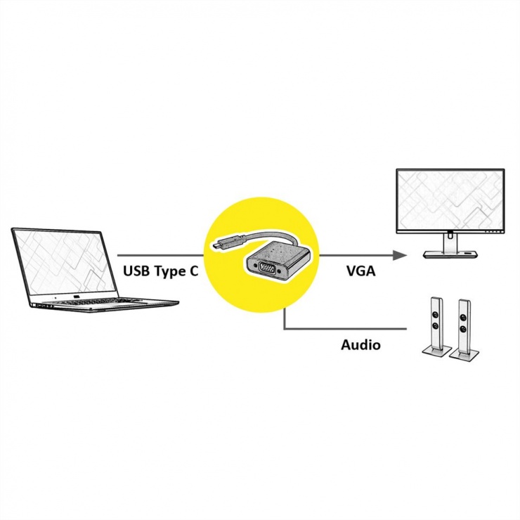 Imagine Adaptor USB 3.1 tip C la VGA cu audio T-M, Value 12.99.3203