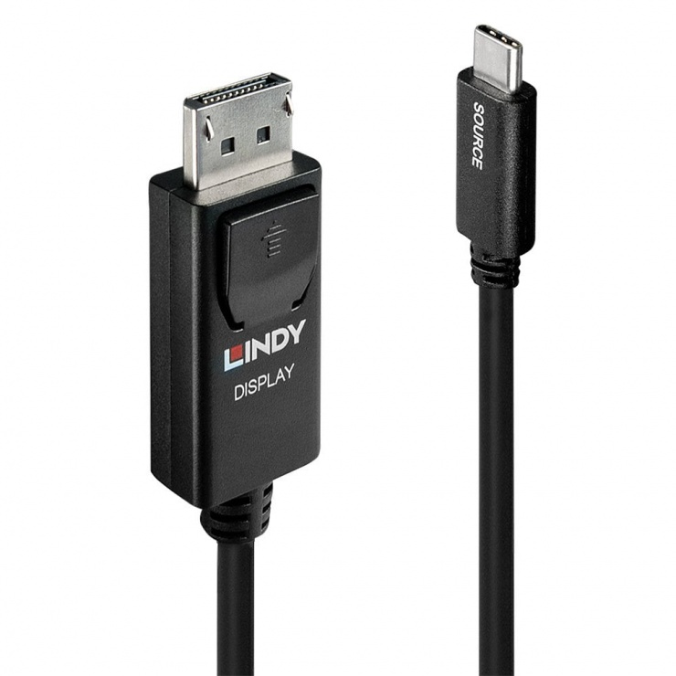 Imagine Cablu USB tip C la Displayport 1m 4K60Hz T-T Negru, Lindy L43266