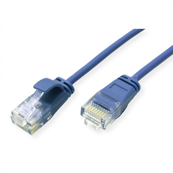 Imagine Cablu de retea Slim cat 6A UTP LSOH 0.5m Albastru, Roline 21.15.3942