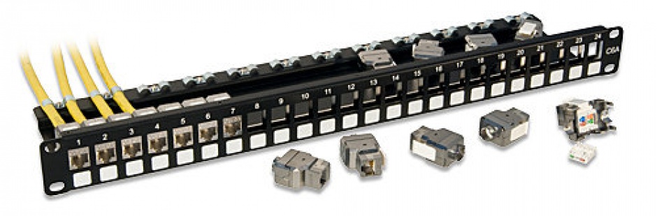 Imagine Patch panel modular 19" 1U cat 6A cu 24 x RJ45 STP Keystone, Lindy L25894