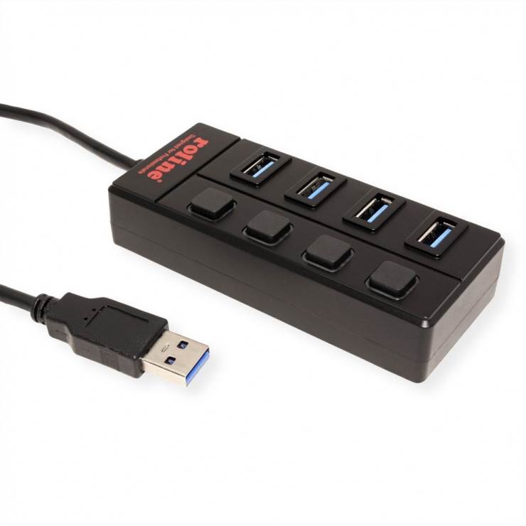 Imagine HUB USB 3.0 cu 4 porturi cu switch, Roline 14.02.5046