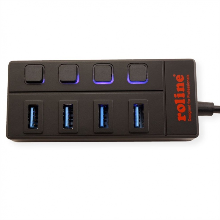 Imagine HUB USB 3.0 cu 4 porturi cu switch, Roline 14.02.5046