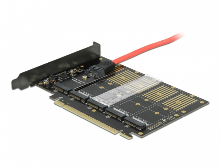 Imagine PCI Express la 5 x M.2 Key B interne, Delock 90435