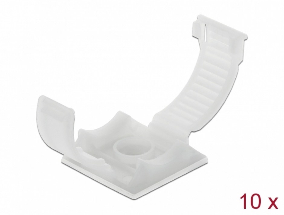 Imagine Set 10 bucati suport cu adeziv/surub pentru cablu flat/plat, Delock 60178