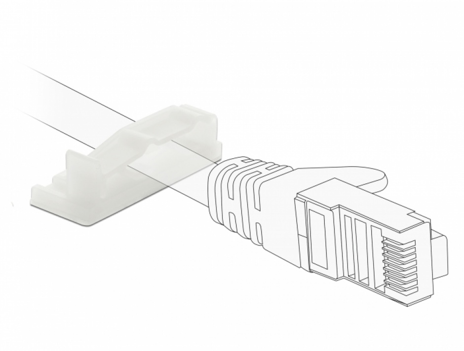 Imagine Set 10 bucati suport cu adeziv/2 suruburi pentru cablu flat/plat, Delock 60179