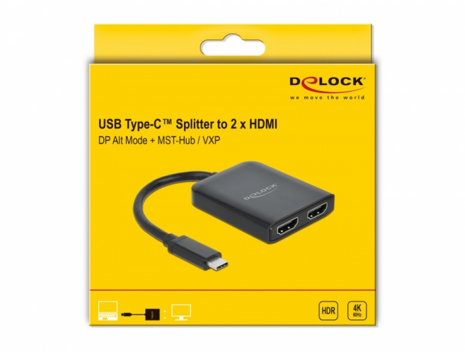 Imagine Adaptor USB-C (DP Alt Mode) la 2 x HDMI MST / VXP, Delock 87755