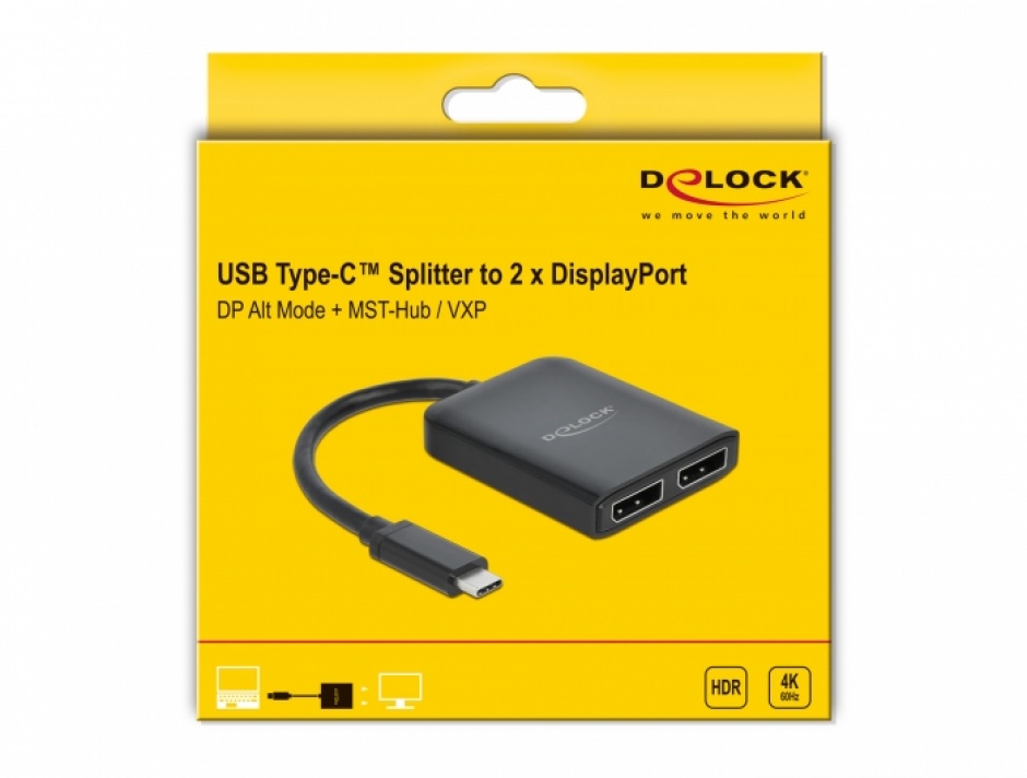 Imagine Adaptor USB-C (DP Alt Mode) la 2 x DisplayPort MST / VXP, Delock 87754