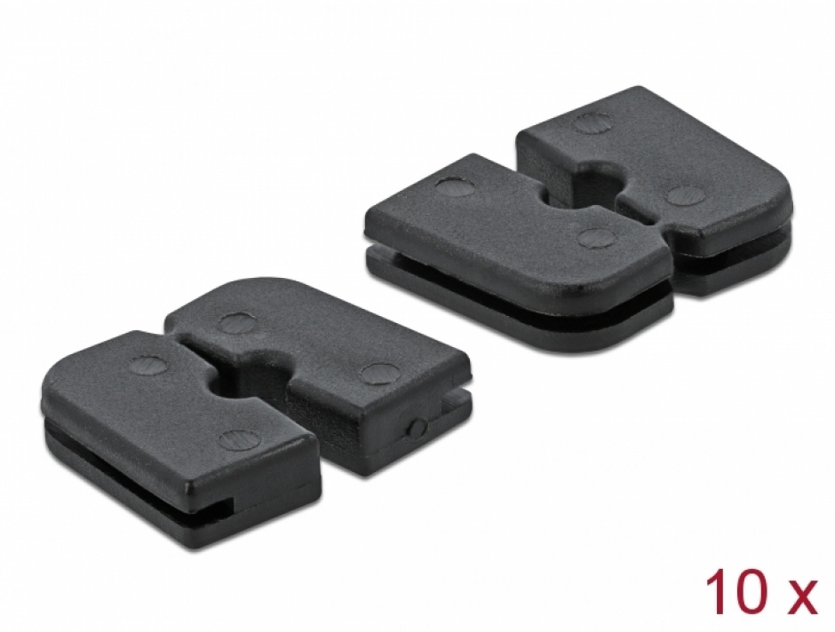 Imagine Set 10 buc protectie cabluri dreptunghiular - diametru 2.2 mm Negru, Delock 60258