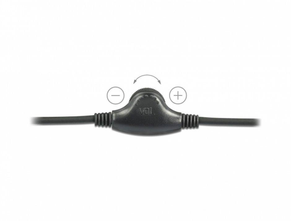 Imagine Cablu jack stereo 3.5mm 3 pini la jack stereo 3.5mm 3 pini T-M 25cm + control volum, Delock 66435