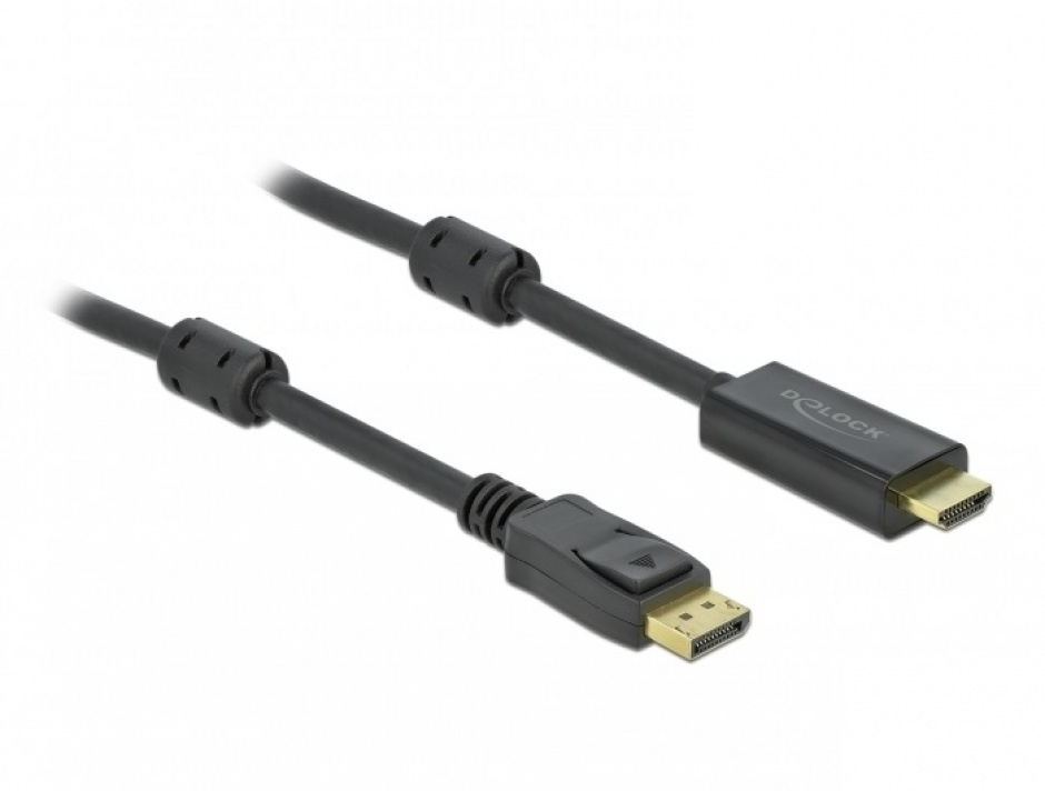 Imagine Cablu activ DisplayPort 1.2 la HDMI 4K60Hz T-T 10m Negru, Delock 85960