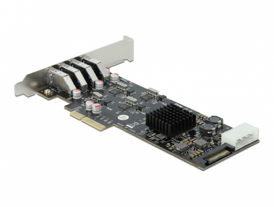 Imagine PCI Express cu 4 x SuperSpeed USB (USB 3.2 Gen 1) USB-A Quad Channel LPFF, Delock 89008