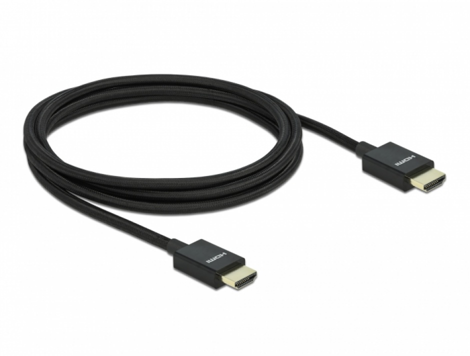 Imagine Cablu HDMI coaxial 48 Gbps 8K@60Hz HDR + eARC T-T 2m Negru, Delock 85385