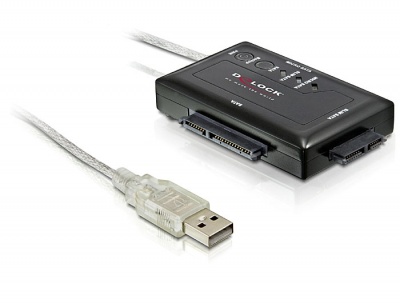 Imagine Adaptor portabil USB 2.0 la SATA 22 pini/16 pini/13 pini, Delock 61825
