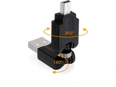 Imagine Adaptor rotativ USB 2.0 la mini USB, Delock 65259