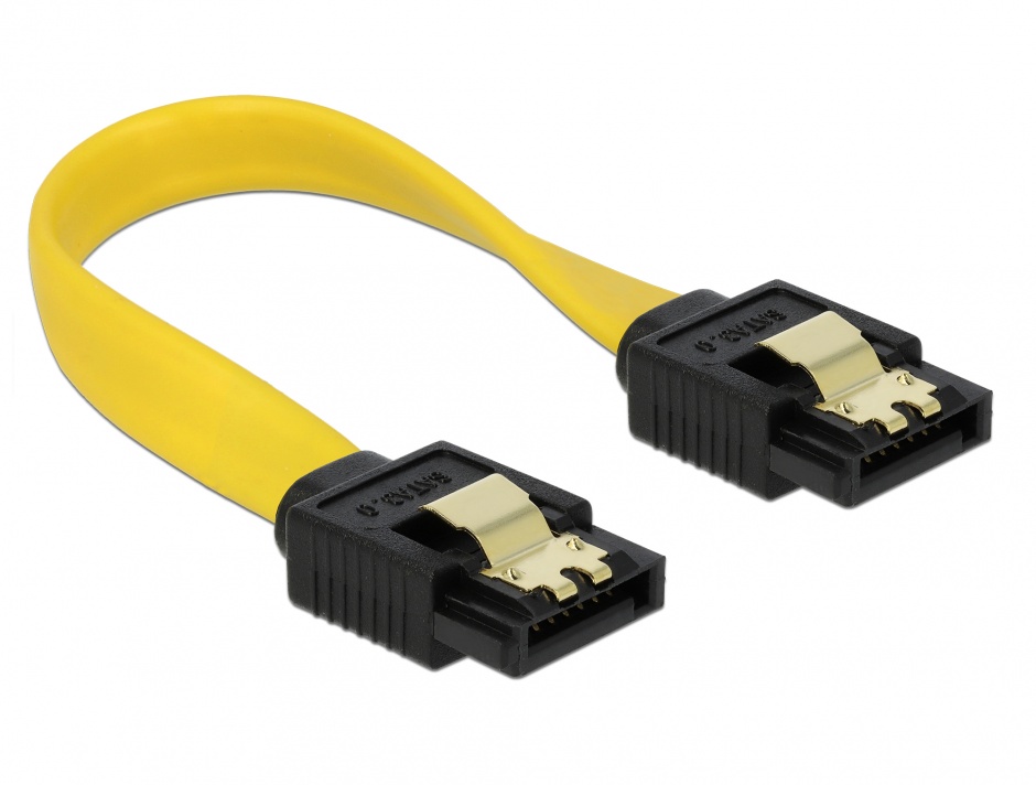 Imagine Cablu SATA III 6 Gb/s drept-drept cu fixare 10cm, Delock 82797