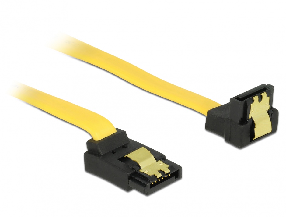 Imagine Cablu SATA III 6 Gb/s unghi sus-jos, clips metalic 20 cm, Delock 82819