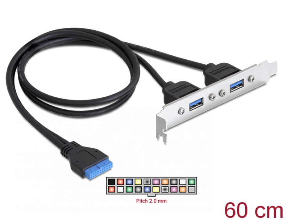 Imagine Bracket USB 3.0 19 pini intern la 2 x USB 3.0 extern, Delock 82963