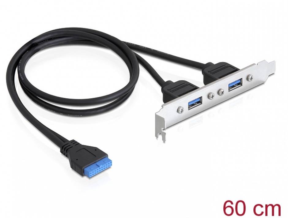 Imagine Bracket USB 3.0 19 pini intern la 2 x USB 3.0 extern, Delock 82963