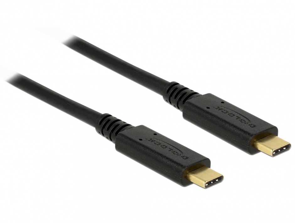 Imagine Cablu USB 3.1 Gen 2 (10 Gbps) Tip C la tip C T-T 0.5m 3A E-Marker, Delock 83042