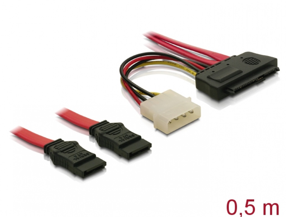 Imagine Cablu SAS SFF-8482 la 2 x SATA 0.5m, Delock 83054 