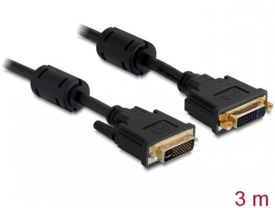 Imagine Cablu prelungitor DVI-I Dual Link 24+5pini ecranat 3m, Delock 83108