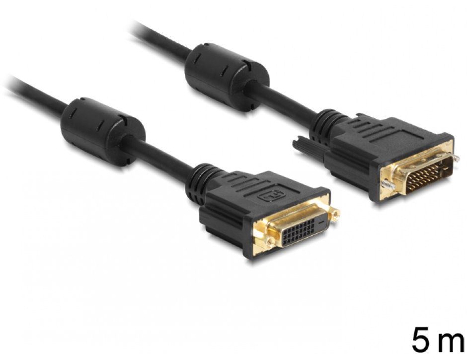 Imagine Cablu prelungitor DVI-D 24+1 pini T-M 5m, Delock 83188