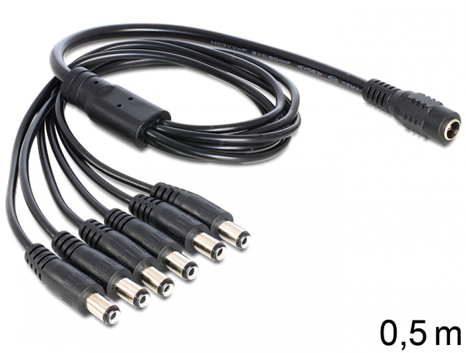 Imagine Cablu DC Splitter 5.5mm x 2.1 mm 1 x mama > 6 x tata, Delock 83289