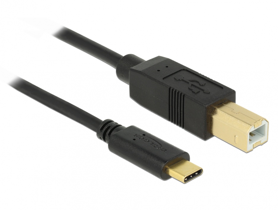 Imagine Cablu USB 2.0 tip C (host) la USB-B (device) 0.5m T-T Negru, Delock 83328