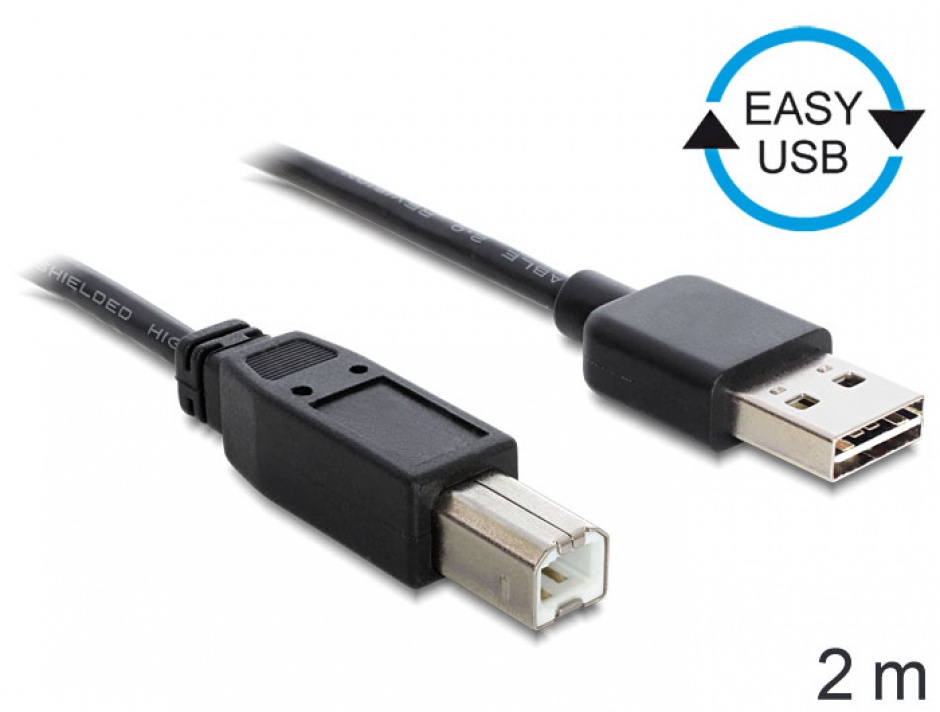 Imagine Cablu EASY-USB 2.0-A la USB 2.0-B T-T 2 m, Delock 83359