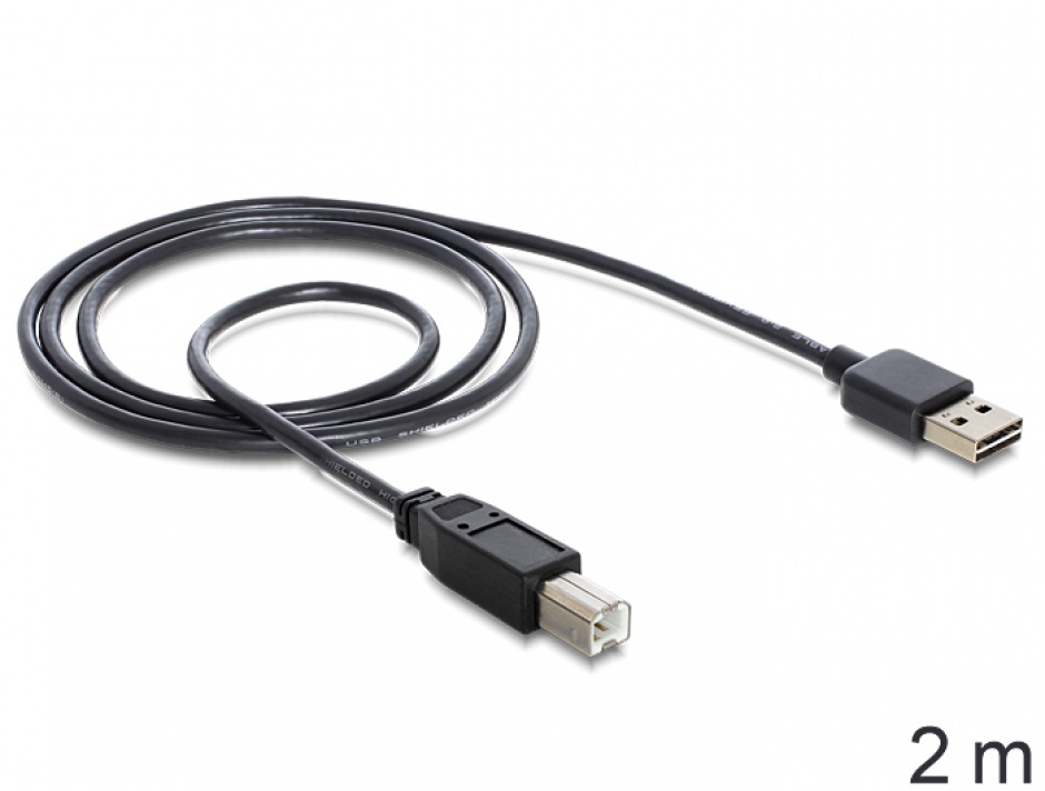 Imagine Cablu EASY-USB 2.0-A la USB 2.0-B T-T 2 m, Delock 83359 