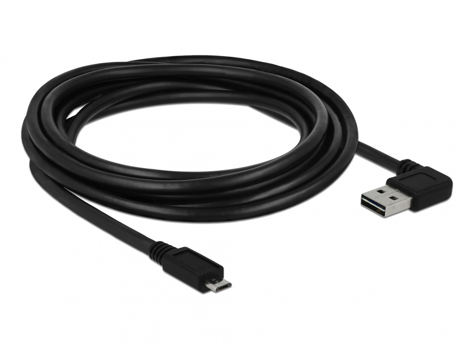 Imagine Cablu EASY-USB 2.0-A la micro-B T-T unghi 3m, Delock 83384