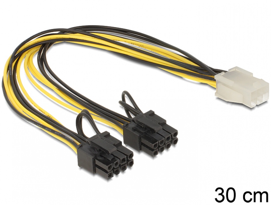 Imagine Cablu PCI Express 6 pini la 2 x 8 pini M-T 30cm, Delock 83433