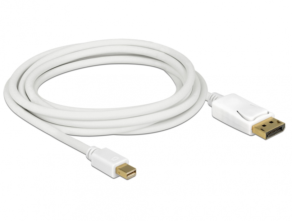 Imagine Cablu Mini Displayport la Displayport T-T 4K Alb 3m, Delock 83483 