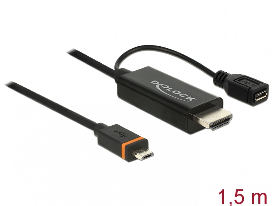 Imagine Cablu Slimport/MyDP la HDMI + micro USB-B 1.5m, Delock 83534