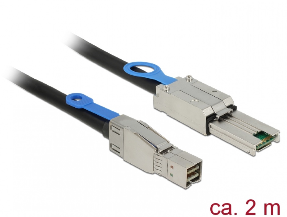 Imagine Cablu Mini SAS HD SFF-8644 la Mini SAS SFF-8088 2m, Delock 83572