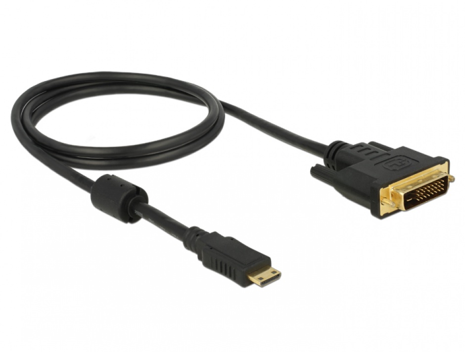 Imagine Cablu Mini-C HDMI la DVI T-T 1m Negru, Delock 83582